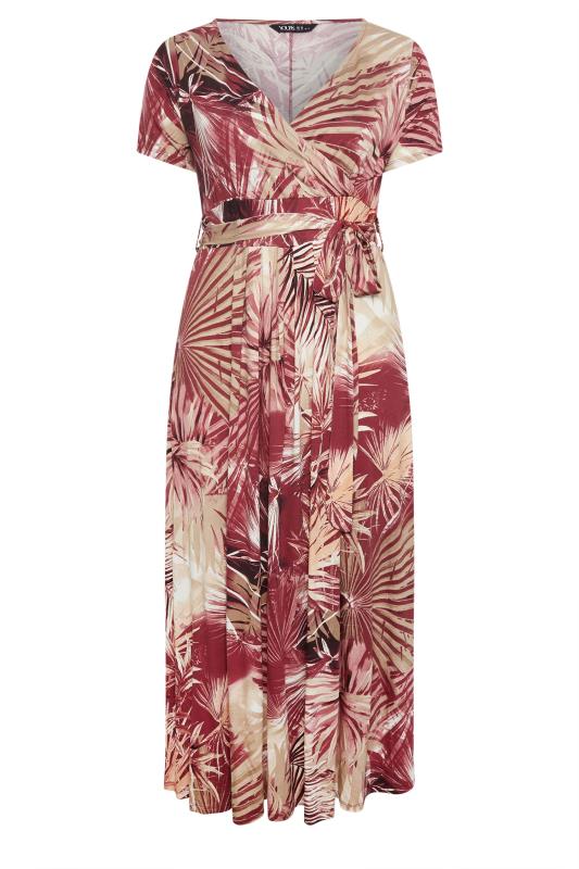 YOURS Plus Size Red Tropical Leaf Print Maxi Dress | Yours Clothing 5