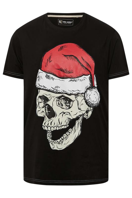 KAM Big & Tall Black Santa Skull Print T-Shirt 3