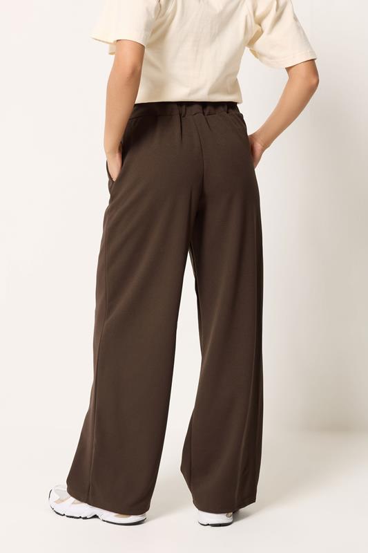 PixieGirl Petite Women's Chocolate Brown Scuba Button Trousers | PixieGirl 2