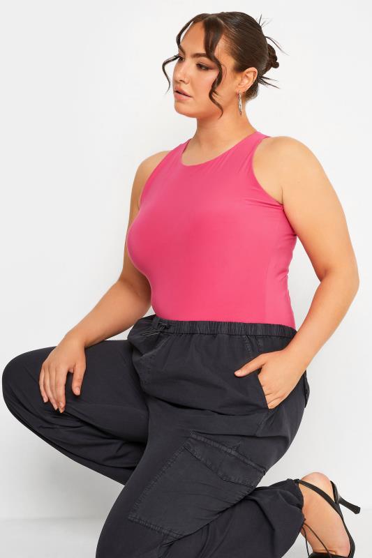 LIMITED COLLECTION Curve Plus Size Pink Racer Bodysuit | Yours Clothing  5