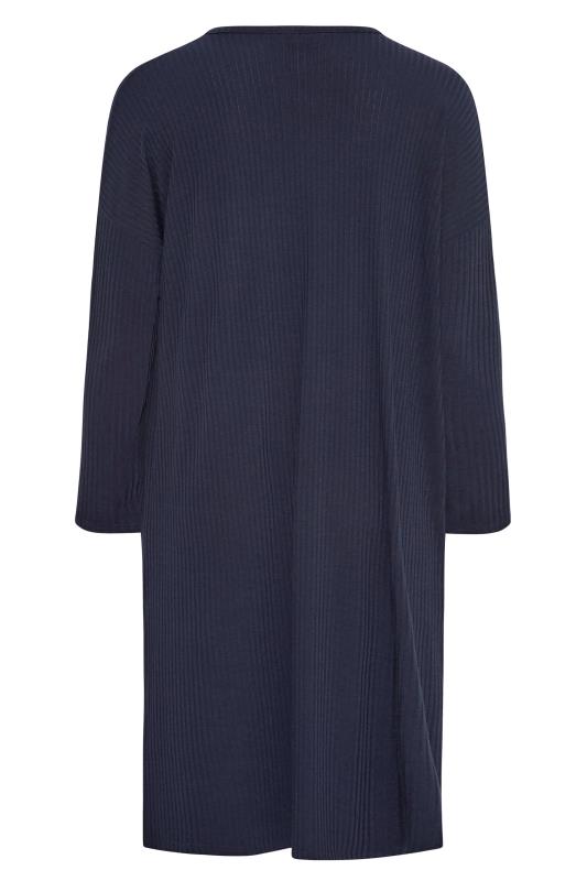 LIMITED COLLECTION Curve Navy Blue Ribbed Side Split Cardigan 6