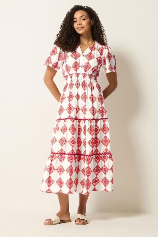 M&Co Ivory White Abstract Tile Print Maxi Dress