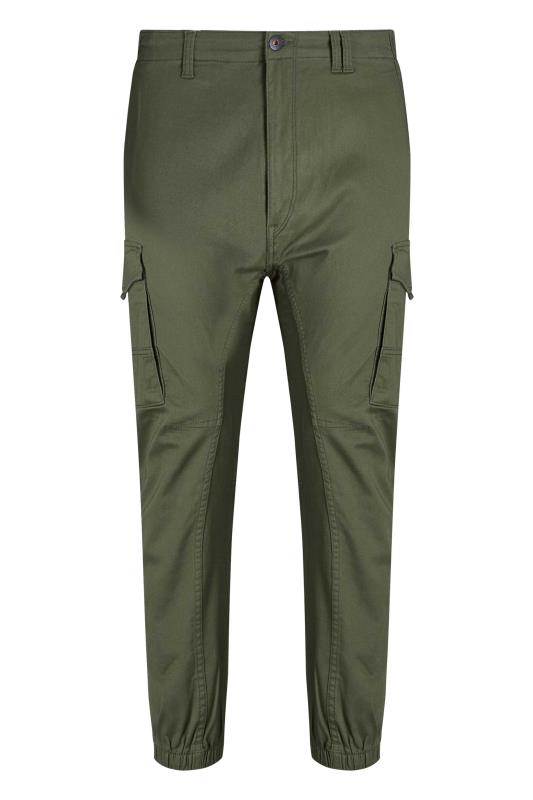 JACK & JONES Big & Tall Olive Green Cuffed Cargo Trousers | BadRhino 3
