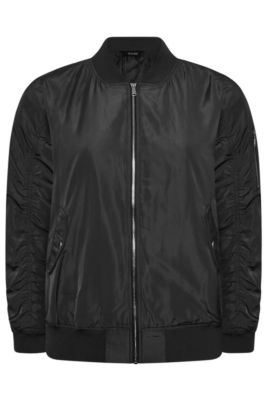 YOURS Plus Size Curve Black Bomber Jacket | Yours Clothing  6