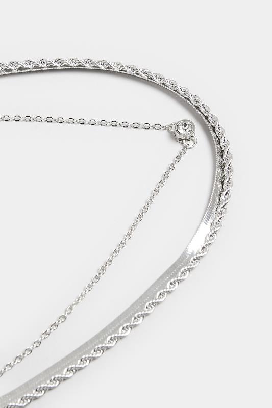 4 PACK Silver Diamante Chain Necklace Set | Yours Clothing  3