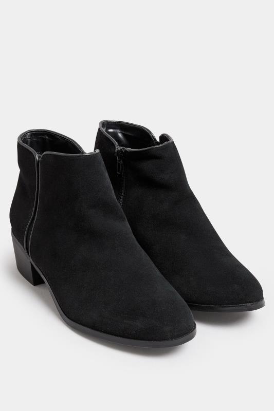  Grande Taille Avenue Black Suede Effect Ankle Boots