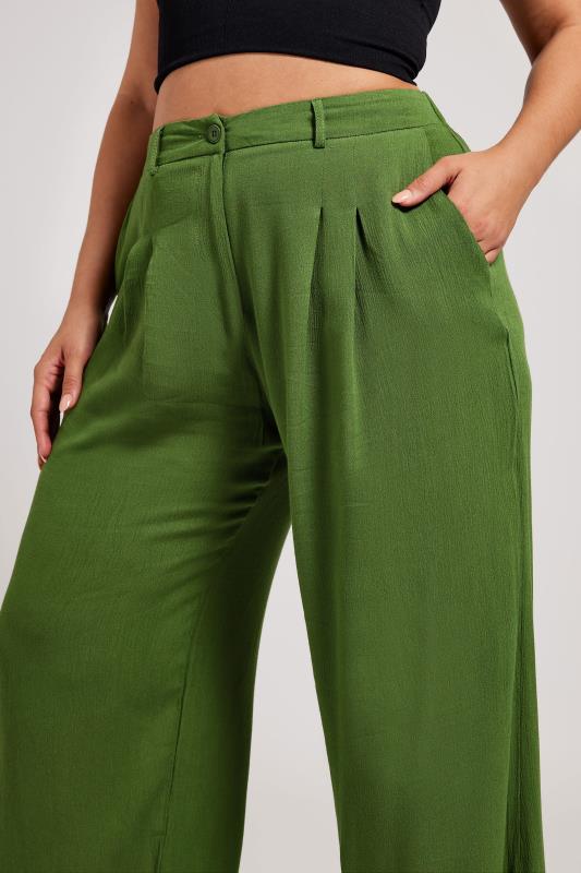 YOURS LONDON Plus Size Green Pleat Front Wide Leg Trousers | Yours Clothing 4