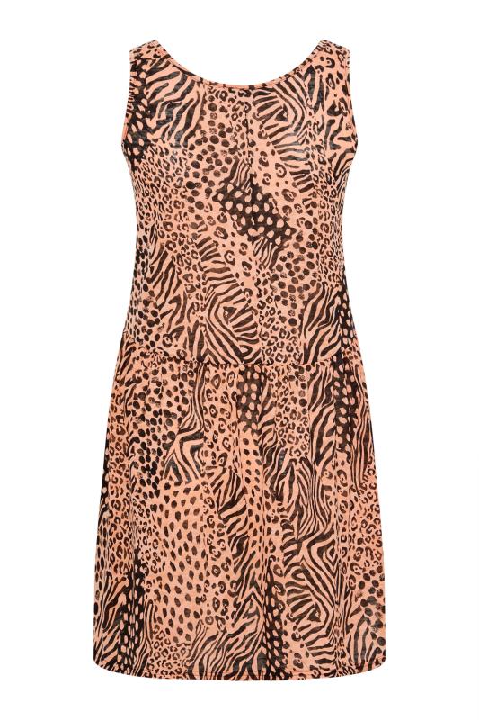 Plus Size Orange Animal Print Burnout Peplum Vest Top | Yours Clothing 6