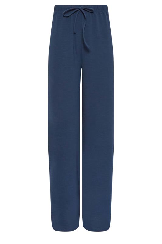 LTS Tall Navy Blue Crepe Wide Leg Trousers | Long Tall Sally 5