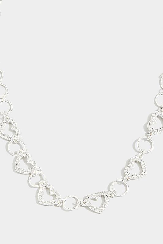  Silver Tone Diamante Heart Chain Necklace | Yours Clothing 4