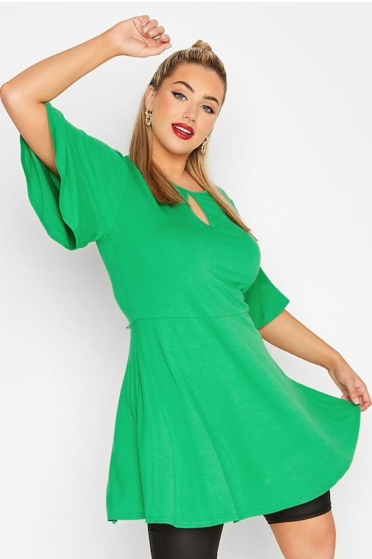 LIMITED COLLECTION Curve Green Keyhole Peplum Top_A.jpg