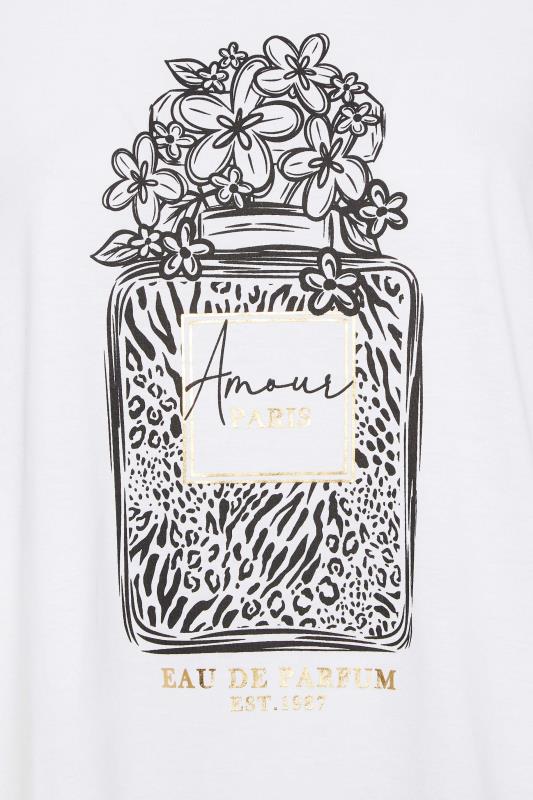 YOURS Plus Size White 'Amour' Perfume Print T-Shirt | Yours Clothing 5