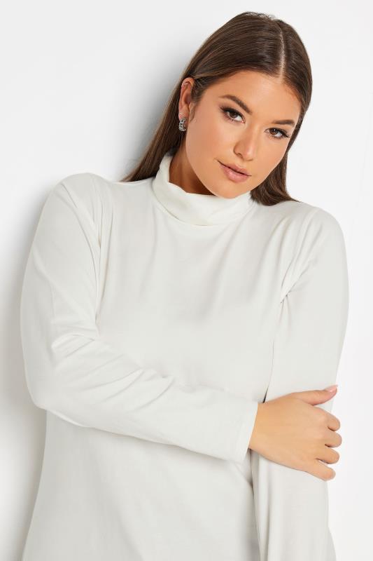 YOURS Plus Size White Long Sleeve Turtle Neck Top | Yours Clothing 4
