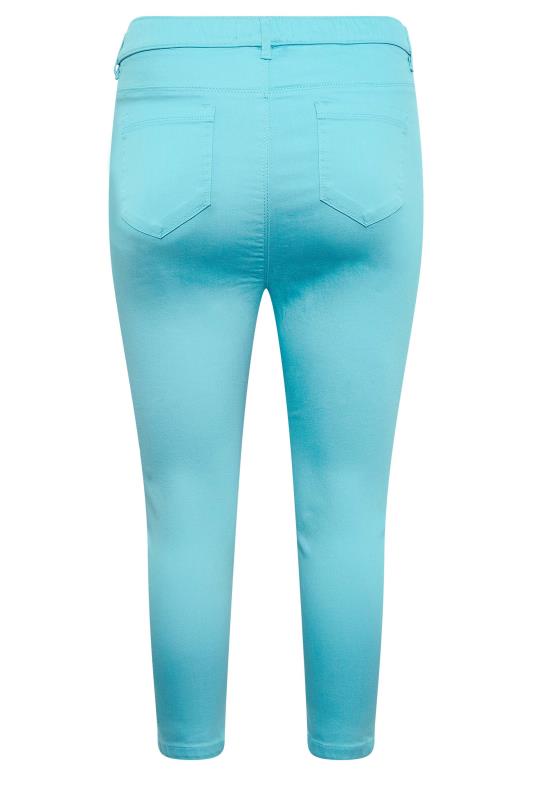 YOURS Curve Plus Size Aqua Blue Cropped Stretch GRACE Jeggings | Yours Clothing  6