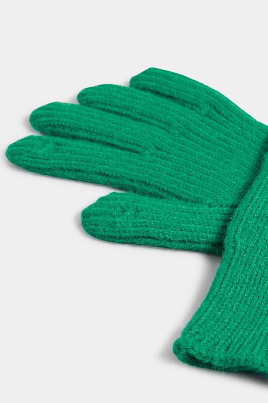 Forest Green Longline Knitted Gloves | Yours Clothing 3