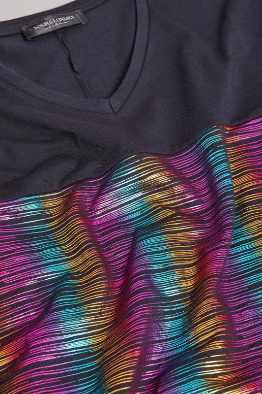 YOURS Plus Size Black Rainbow Metallic Stripe Top | Yours Clothing 6