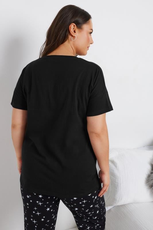 YOURS Plus Size Black 'Good Night' Slogan Pyjama Top | Yours Clothing 5