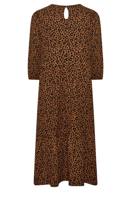 Plus Size Brown & Black Animal Print Frill Midi Dress | Yours Clothing 8
