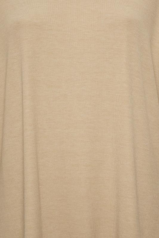 YOURS Plus Size Curve Beige Brown Ribbed Side Split T-Shirt | Yours Clothing  5
