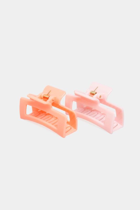 2 PACK Pink & Orange Rectangle Hair Claw Clips_A.jpg