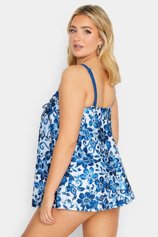 YOURS Plus Size Blue Floral Print Tankini Top | Yours Clothing  5