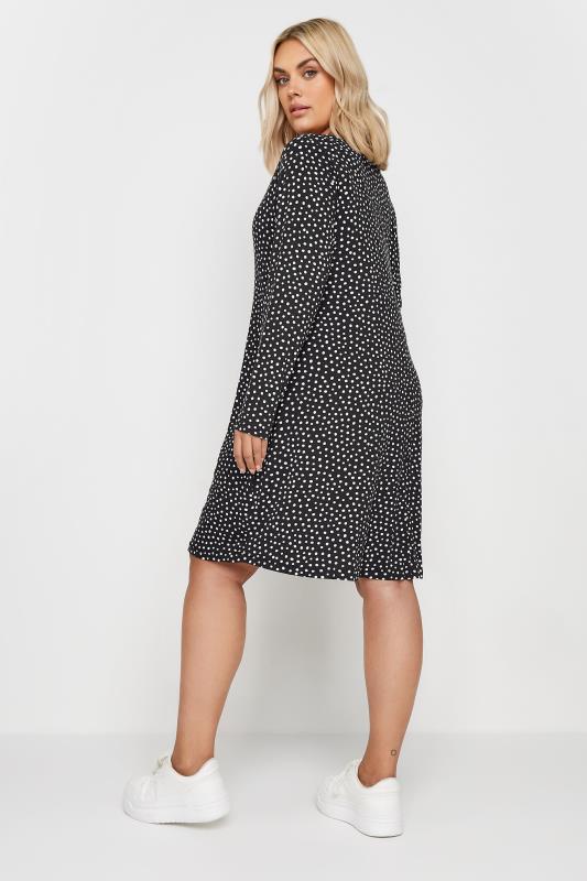 YOURS Curve Plus Size Black Spot Print Mini Dress | Yours Clothing  3