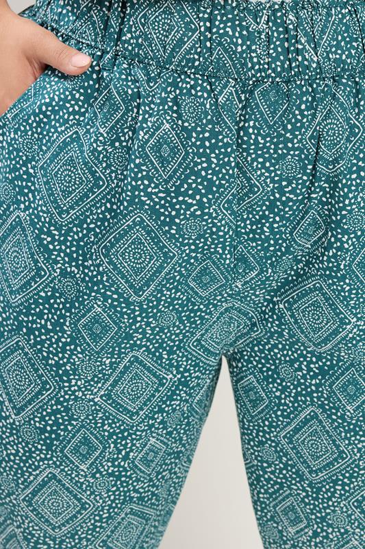 YOURS Plus Size Green Paisley Cropped Trousers | Yours Clothing 4