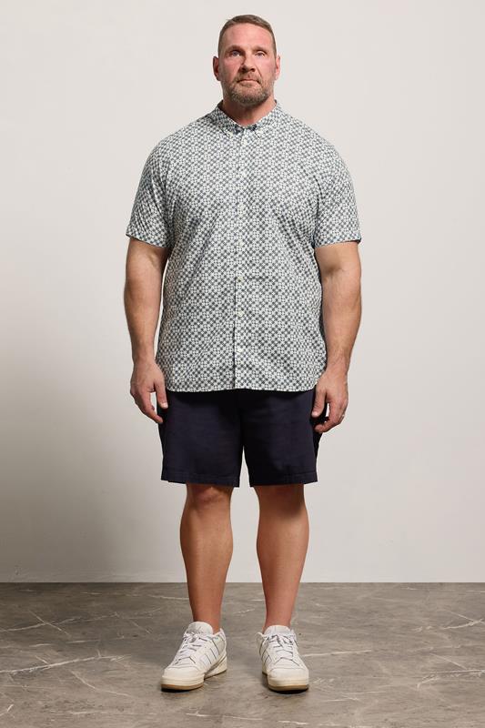 BEN SHERMAN Big & Tall Light Blue Geometric Print Shirt | BadRhino 1