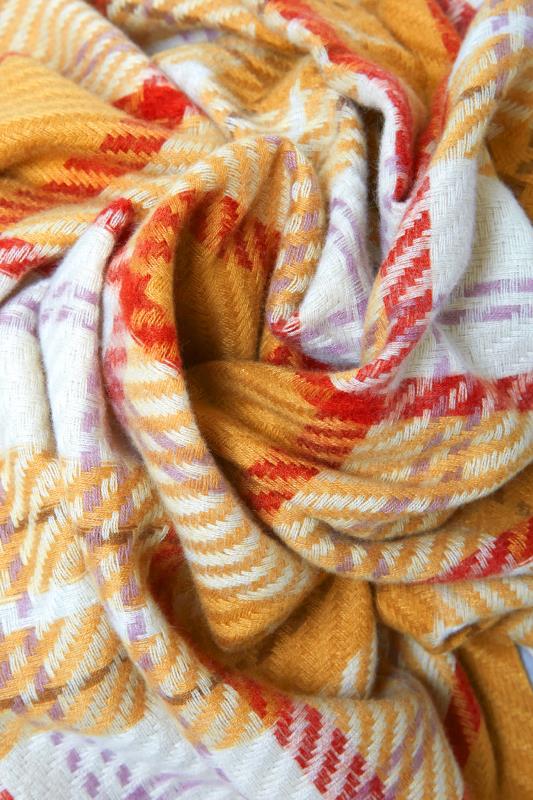 Yellow Check Tassel Scarf | Yours Clothing 4