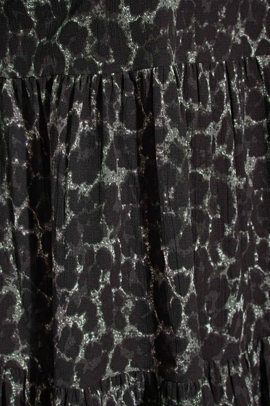 Curve Black Leopard Print Puff Sleeve Tiered Tunic Dress 5