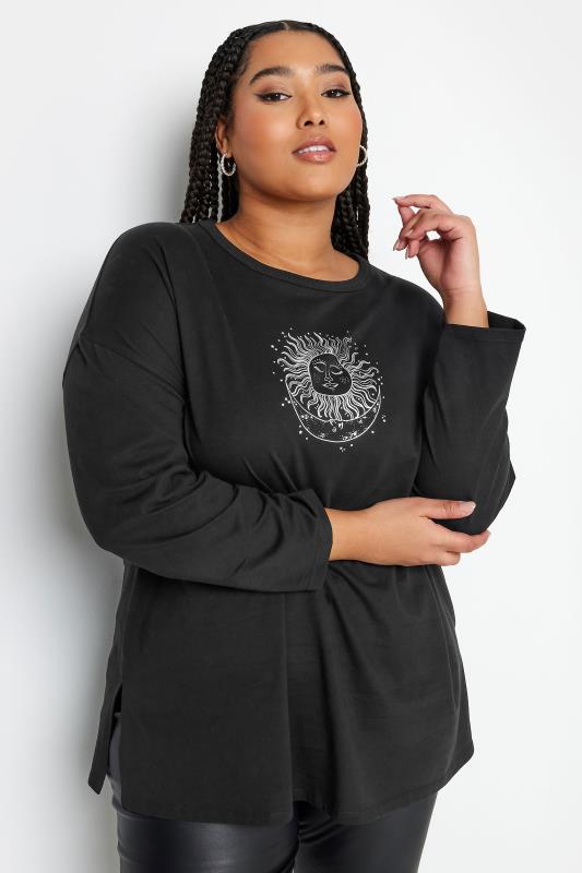  Grande Taille YOURS Curve Black Astrology Print Top