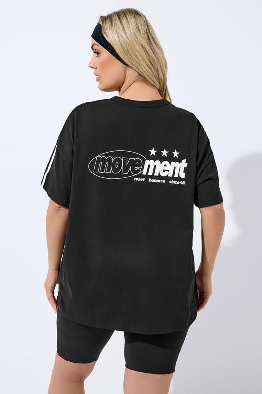 YOURS ACTIVE Plus Size Black 'Movement' T-Shirt | Yours Clothing 5