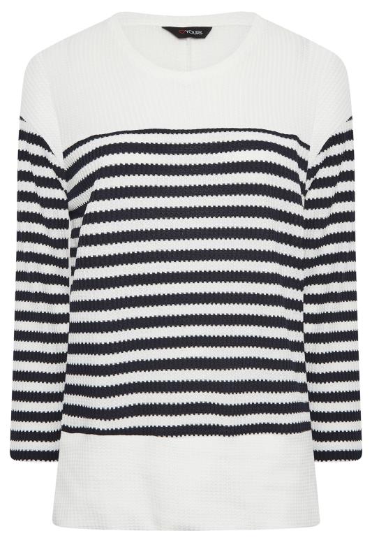 YOURS Curve Plus Size White Stripe Long Sleeve Jumper | Yours Clothing  6