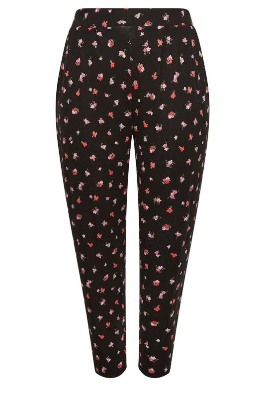YOURS Plus Size Black Floral Harem Trousers | Yours Clothing  5