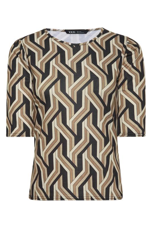 YOURS PETITE Plus Size Brown & Black Geometric Print T-Shirt | Yours Clothing 6