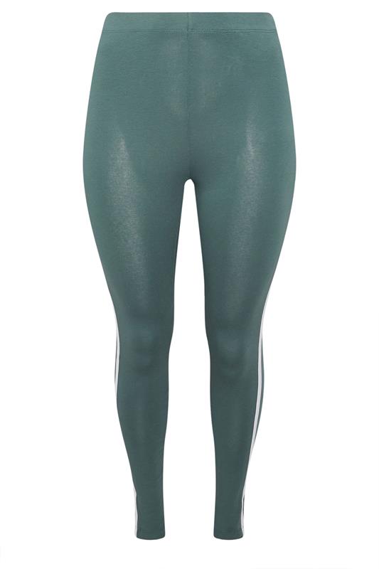 YOURS ACTIVE Plus Size Blue Side Stripe Leggings | Yours Clothing 6