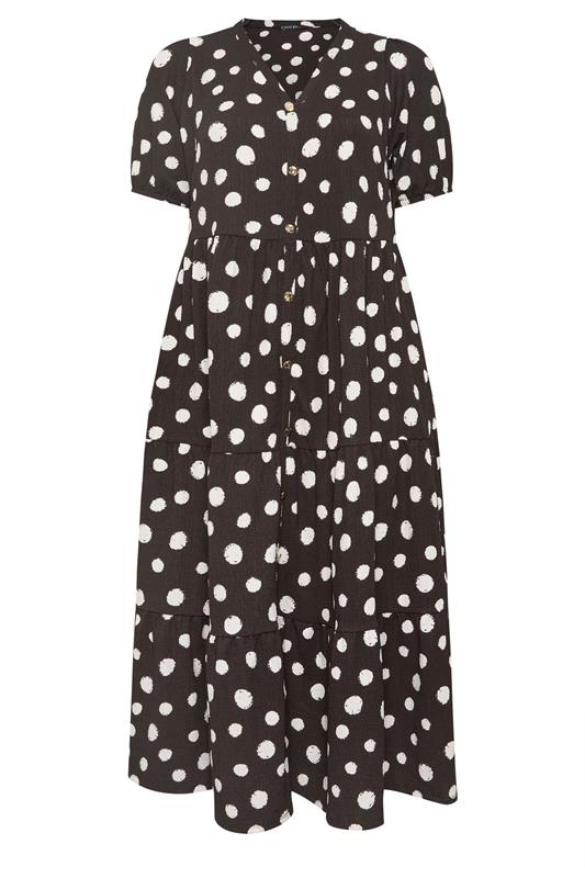 EVANS Plus Size Chocolate Brown Polka Dot Maxi Dress | Evans  5
