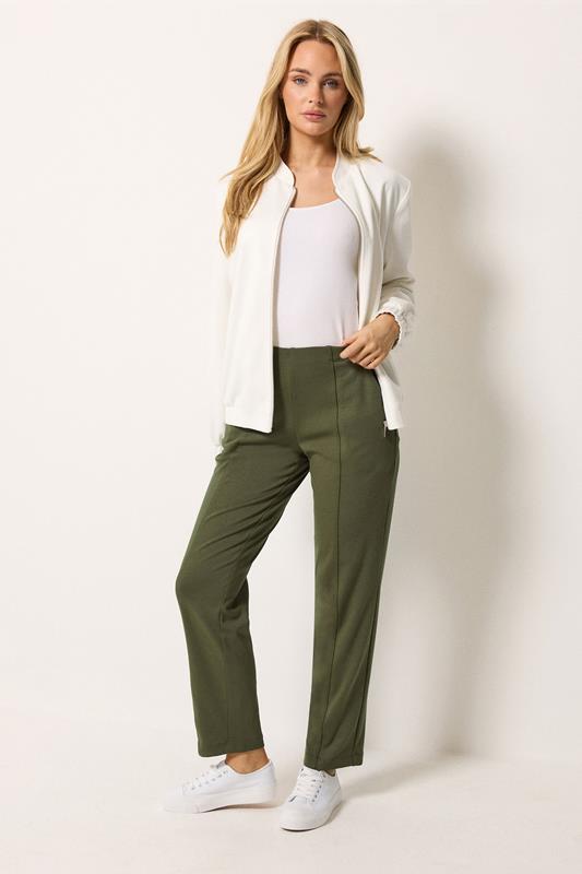 M&Co Khaki Green Ponte Seam Detail Trousers | M&Co 1