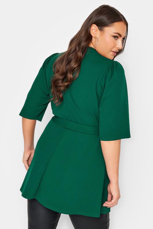 YOURS LONDON Plus Size Green Cut Out Detail Peplum Top | Yours Clothing 3