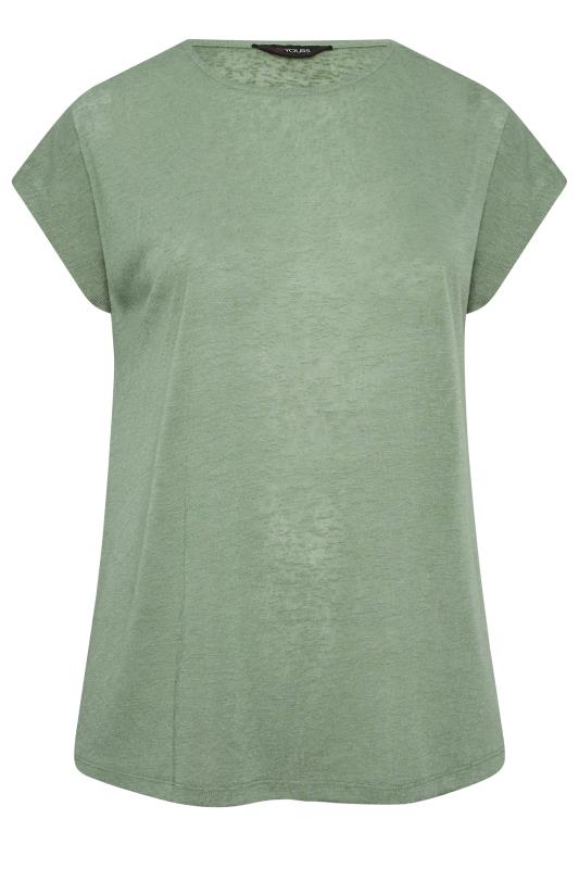 YOURS Curve 2 PACK Plus Size Khaki Green & Rust Orange Linen Look T-Shirt | Yours Clothing  11