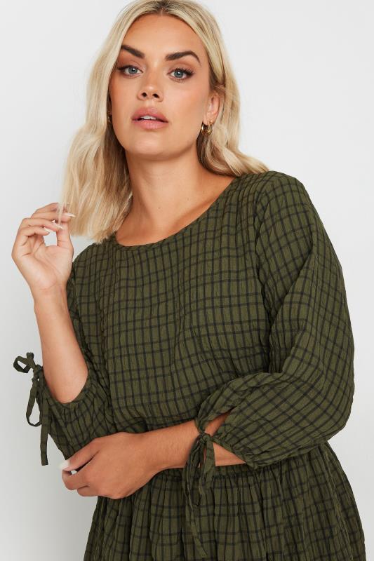 LIMITED COLLECTION Plus Size Khaki Green Crinkle Midaxi Dress | Yours Clothing  4