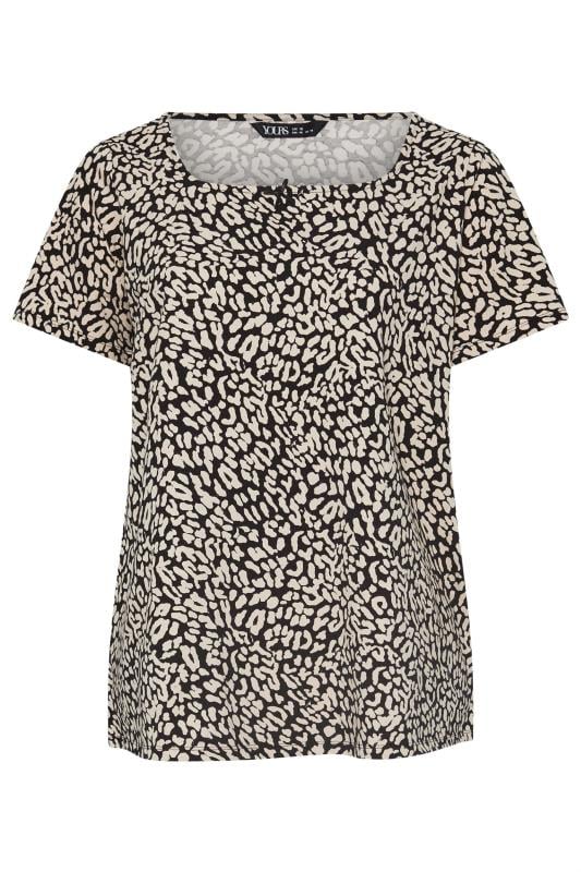 YOURS Plus Size Black Animal Print Bow Top | Yours Clothing 5