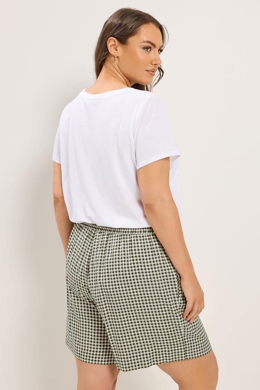YOURS Plus Size Brown Gingham Shorts | Yours Clothing 2