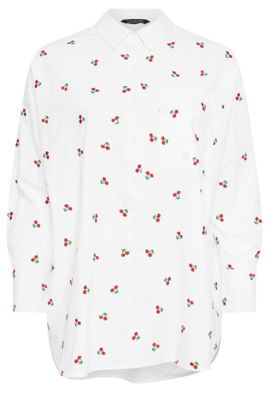 LIMITED COLLECTION Plus Size White Embroidered Cherry Shirt | Yours Clothing 6