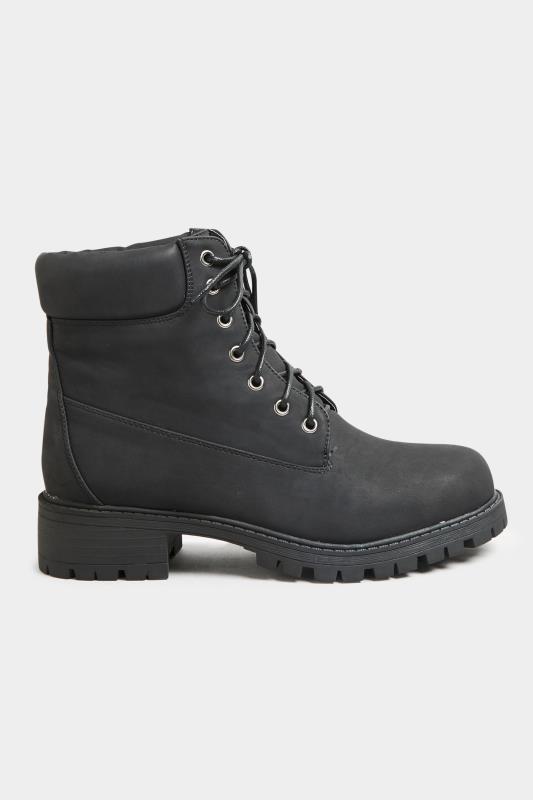 Black Chunky Lace Up Boots In Wide Fit 2