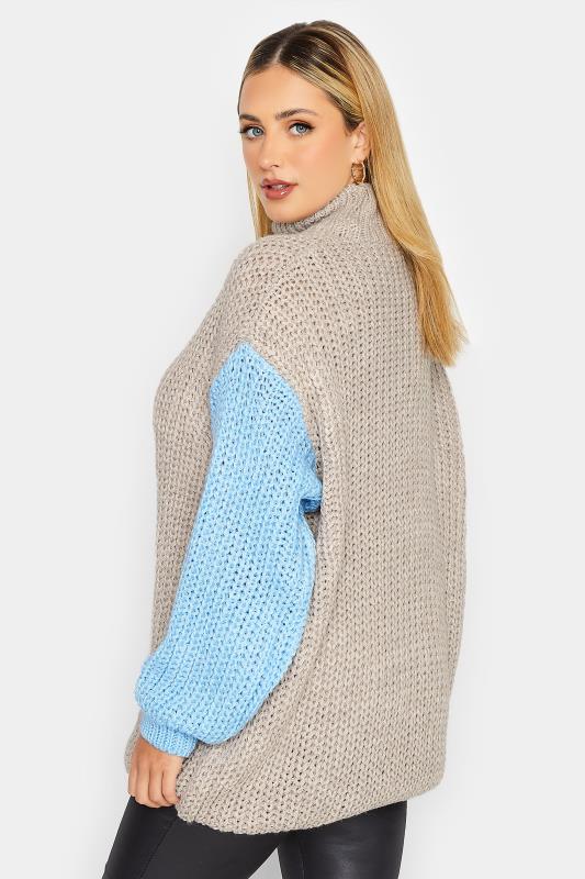 YOURS LUXURY Plus Size Grey  Colour Block Sleeve Jumper | Yours Clothing 4