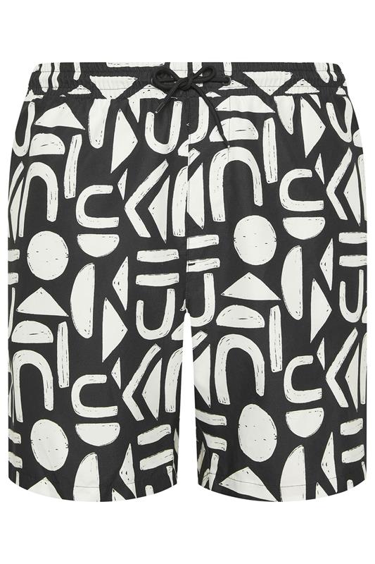 BadRhino Big & Tall Black & White Abstract Swim Shorts | BadRhino 6