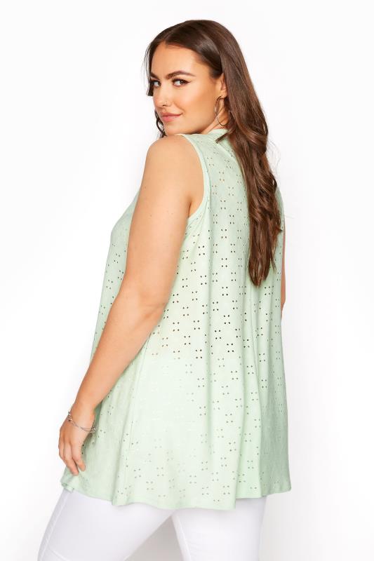 Mint Green Broderie Anglaise Swing Top | Yours Clothing 3