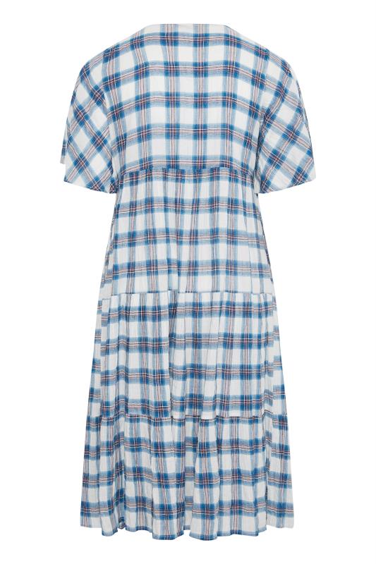 LIMITED COLLECTION Curve Blue Check Tiered Smock Dress 7