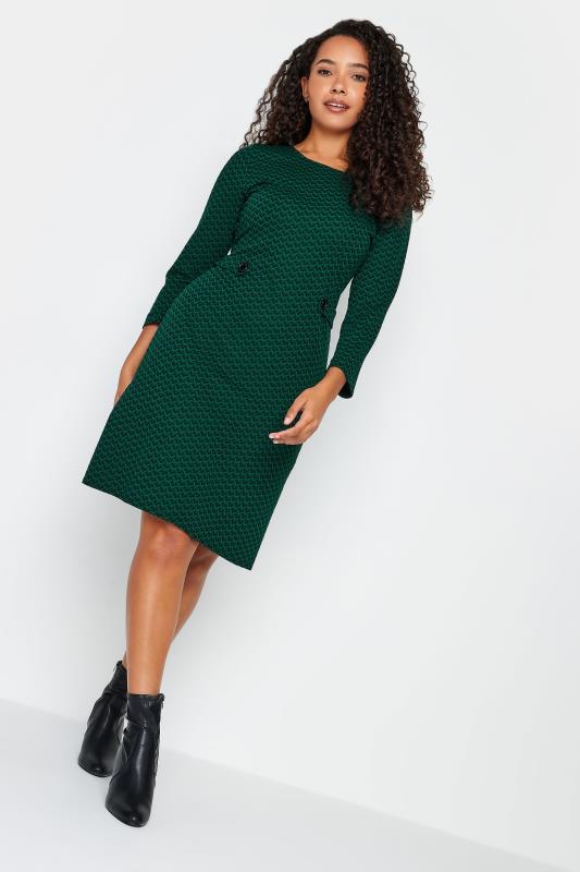 Women's  M&Co Green Jacquard Shift Dress